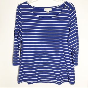 Forever 21 Boatneck Blue/white striped top 1X